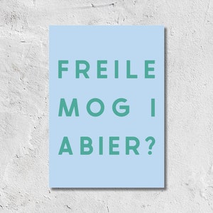 Postkarte Freile mog i a Bier