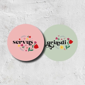 Bierdeckel Flower Servus & Griasdi| Bierfuizl | Bierdeckelpappe