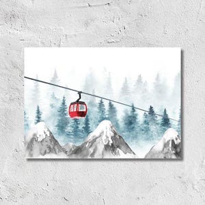 Postkarte Gondel Winter