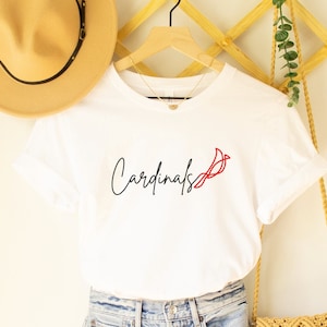 Cardinals Shirt, Cardinals school Shirt, Cardinals Mascot Shirt, Melissa Shirt, Cute Cardinals Tee, Cardinals Shirt Cursive