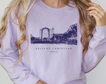 Abilene Christian Sweatshirt, Abilene Crewneck, Graduation Gift, Wildcats Bible Building Sweater, Abilene Christian Alumni Sweatshirt