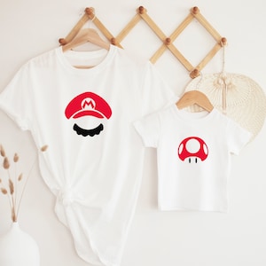 Mario or Luigi and Mini Mushroom Shirts, Dad and Mini Tee Shirts, Daddy and Me, Mario and Luigi T Shirt, Mario Fan, Super Tee, Nerd Gift