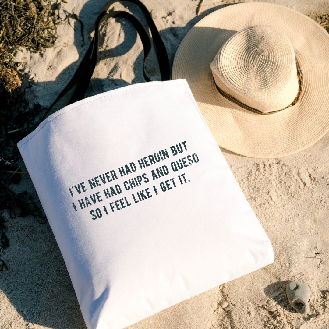 Funny Chips and Queso Black and White Tote Bag, Chips and Queso Tote