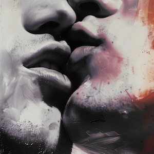 Bacio Pittura astratta, Arte gay, Pittura maschile, Ritratto maschile immagine 1