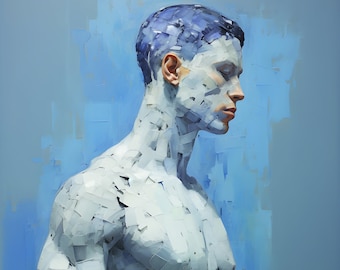 Abstract Male Portrait – Digital Download Gay Art, Printable Modern Figurative Artwork, Masculine Wall Decor