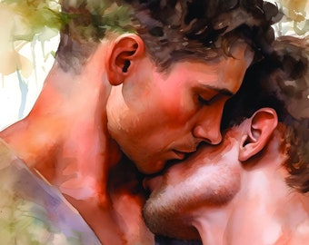 Watercolour Painting, Gay art, Male painting, Male Portrait