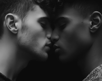 Black and White Photograph of Gay Couple, Gay art, Male Portrait