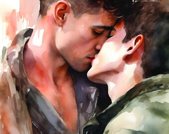 Watercolour Painting, Gay art, Male painting, Male Portrait