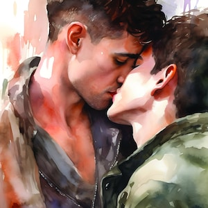 Watercolour Painting, Gay art, Male painting, Male Portrait