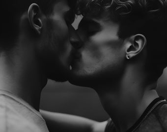 Black and White Photograph of Gay Couple, Gay art, Male Portrait