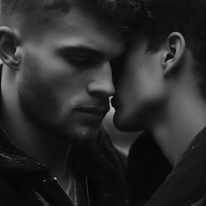 Black and White Photograph of Gay Couple, Gay art, Male Portrait
