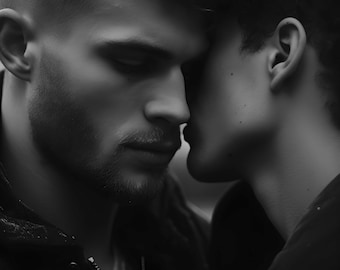 Black and White Photograph of Gay Couple, Gay art, Male Portrait