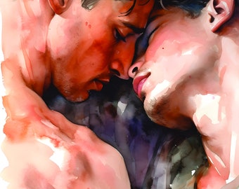 Watercolour Painting, Gay art, Male painting, Male Portrait