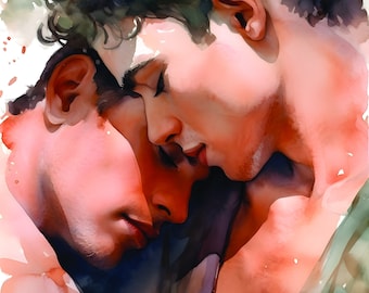Watercolour Painting, Gay art, Male painting, Male Portrait