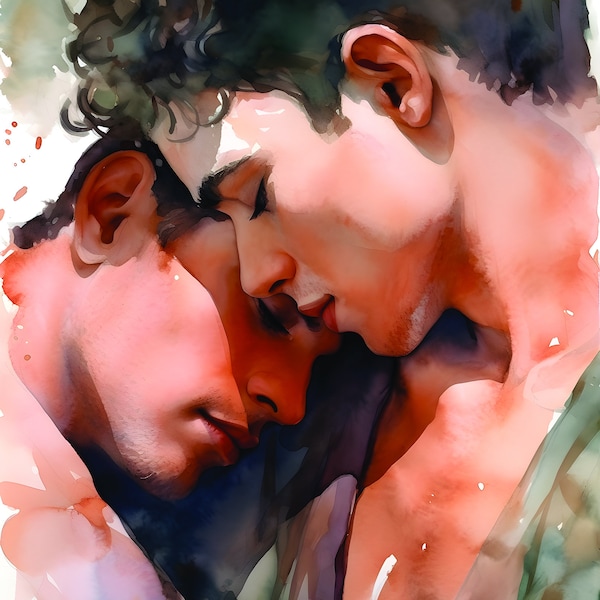 Watercolour Painting, Gay art, Male painting, Male Portrait