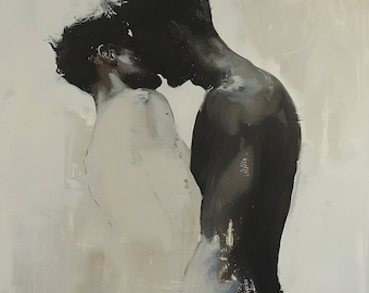 Bacio dipinto astratto, arte gay, pittura maschile, ritratto maschile