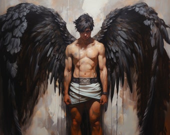 Digital Painting of a Male Angel, Gay art, Male painting, Male Portrait