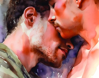 Watercolour Painting, Gay art, Male painting, Male Portrait