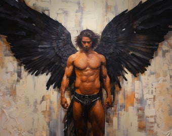 Digital Painting of a Male Angel, Gay art, Male painting, Male Portrait