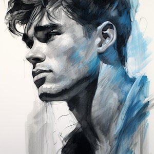 Charcoal Drawing, Gay art, Male painting, Male Portrait