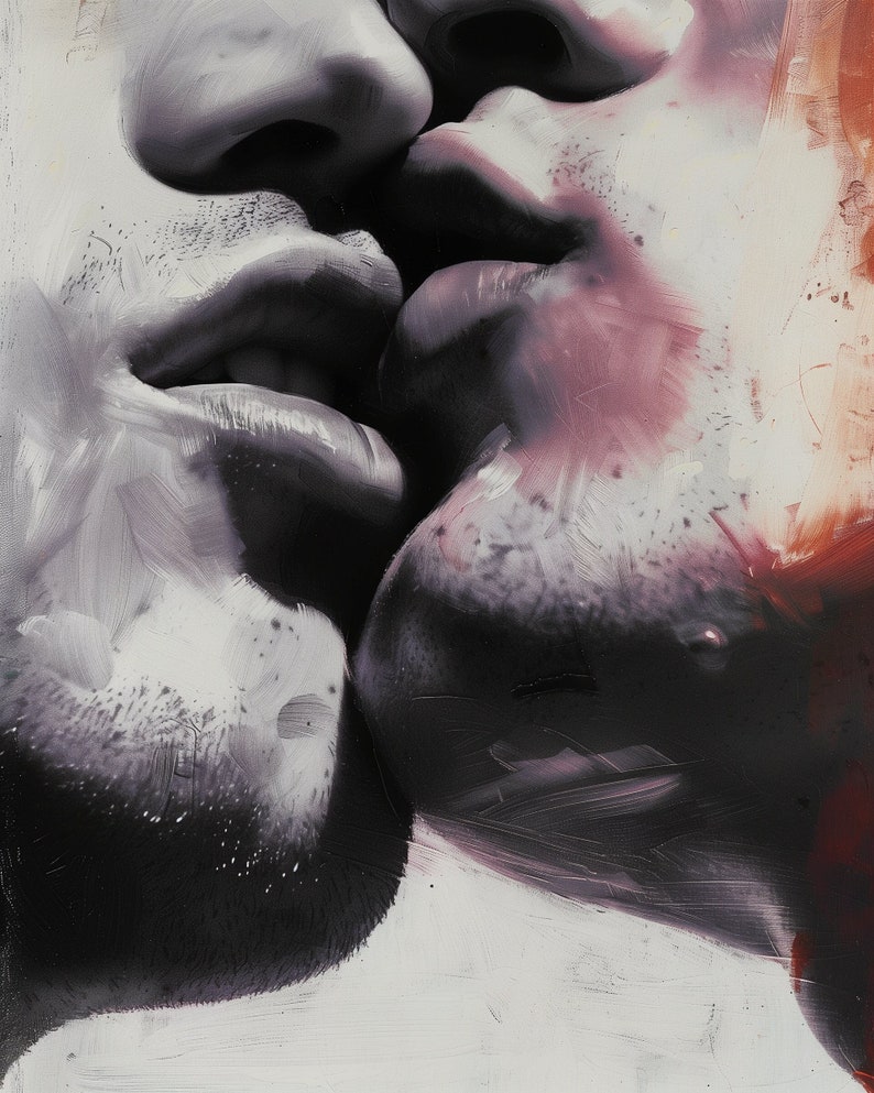 Bacio Pittura astratta, Arte gay, Pittura maschile, Ritratto maschile immagine 1