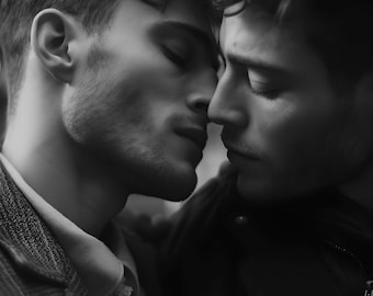 Black and White Photograph of Gay Couple, Gay art, Male Portrait