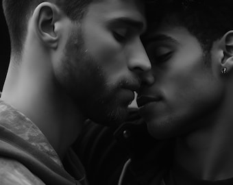 Black and White Photograph of Gay Couple, Gay art, Male Portrait