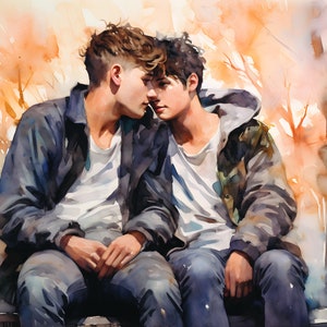Watercolour Painting, Gay art, Male painting, Male Portrait