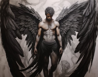 Digital Painting of a Male Angel, Gay art, Male painting, Male Portrait