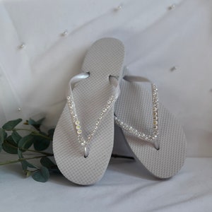 Personalised Bridal, Bride To Be, Hen Party, Honeymoon Pearl embellished Flip Flops image 5