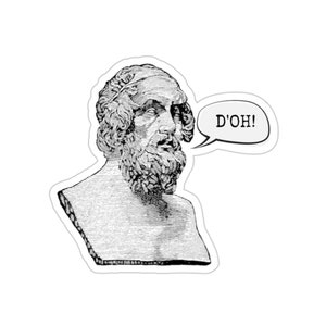 Homer Die-Cut Sticker, Ancient Greek Decal, Bust of Homer, Odyssey, Iliad, Philosophy, Literature, Academic Humour, Funny