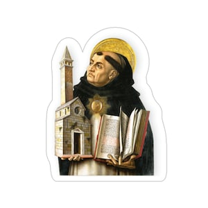 St Thomas Aquinas Die-Cut Sticker, Thomistic Philosophy, Decal for Philosopher, Theologian, Teacher, Student, Catholic