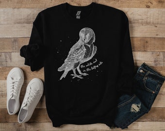 White Owl Sweatshirt Black or Maroon, English Lit Sweater, Alfred Lord Tennyson Poem, Poetry, Dark Academia, Gift for Teacher, Student, Poet