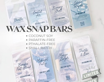 Wax Melt Snap Bars – Bakery, Clean & Fresh Scents – Strong Scent Home Fragrance – Hand Poured