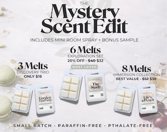 Mystery Wax Melt Pack – Coconut Soy Wax Melts | Surprise Scent Bundle | Curated Home Fragrance Gift | Pick 3, 6, or 8 Melts