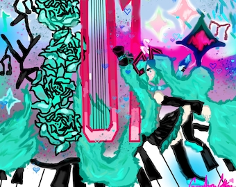 Hatsune Miku 01 Impressão brilhante 10x12