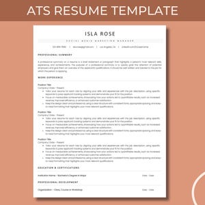 Modern Resume, ATS Friendly Resume, ATS Resume Template, Resume Template Word, Resume Template Google Docs, Google Docs Resume Template