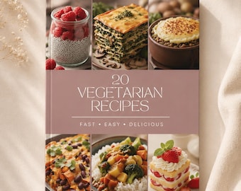 20 Recetas Vegetarianas Saludables (Libro electrónico) / Cocina Fácil a Base de Plantas (Descarga Instantánea en PDF)