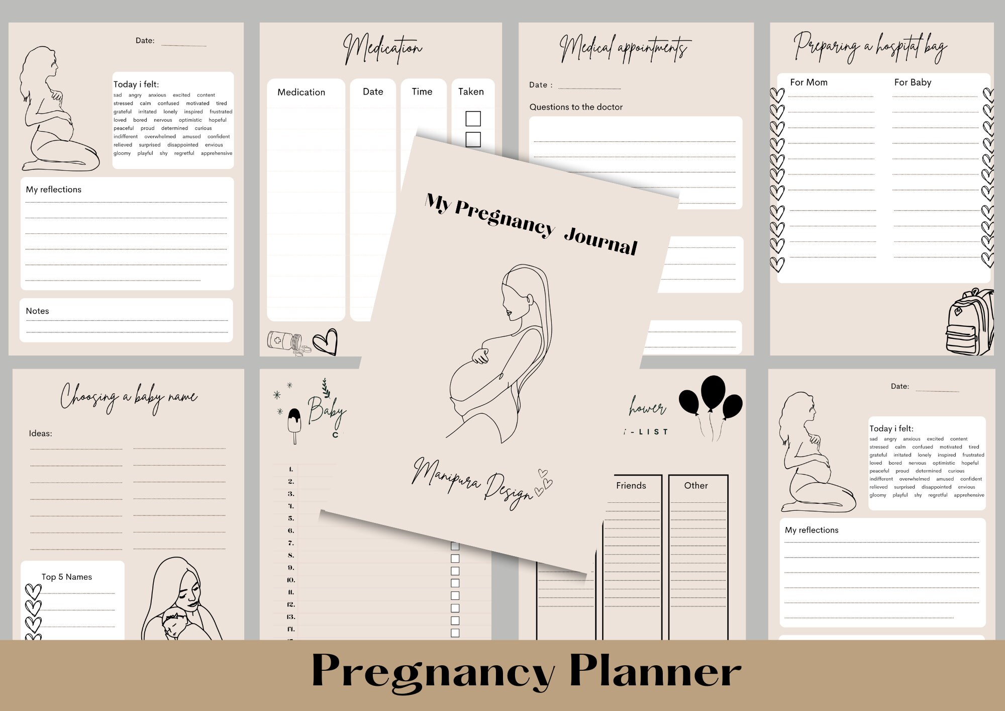 Pregnancy Planner Printable Printable Pregnancy Journal Digital Planner ...