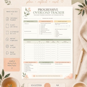 Progressive Overload Tracker Printable, Workout Progress Log, Strength Training Planner, Gym Exercise Tracker, Fitness Planner PDF