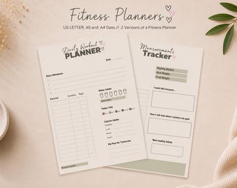 Printable Fitness Tracker Bundle | Daily Workout Planner, Measurements Tracker (PDF)
