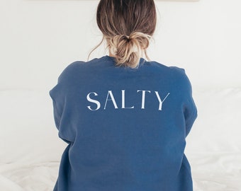 Salty Crewneck Sweatshirt COMFORT COLORS, beach vacation shirt