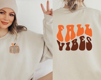 Pumpkin fall vibes Crewneck sweatshirt, retro pumpkin sweater