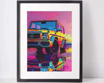 Mercedes G Wagon Art Print: Colorful Luxury Car Poster