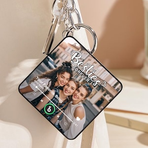 Custom Besties Forever Photo Music Keychain That Plays Your Song Personalized BFF Gift