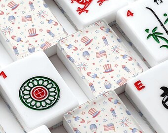 Patriotic Mahjong Tiles Set, American Mahjong Set, Fourth of July Mahjong Tiles, Red White Blue Mahjong, Americana Mahjong Gift, 166 Set