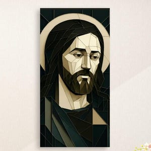 Geometric Jesus Canvas Print: Inspirational Christian Wall Art