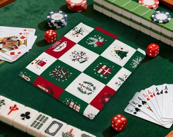 Set of 4 Christmas Mahjong Card Holder & Line Reader, Personalized Mahjong Accessories, Custom Gifts for Mahjong Lovers, Mahjong Line Finder