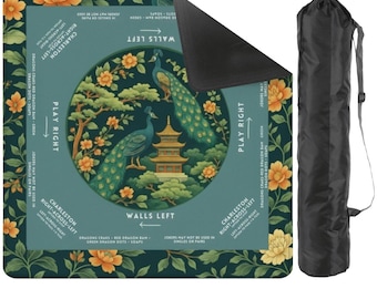 Non Slip Peacock Mahjong Tile Mat Mah Jongg Play Mat Accessories
