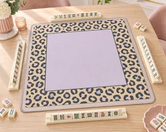 Leopard Mahjong Mat, Pink Leopard Print Mahjong Game Mat, Preppy Animal Print Table Mat, Mahjong Gift for Her